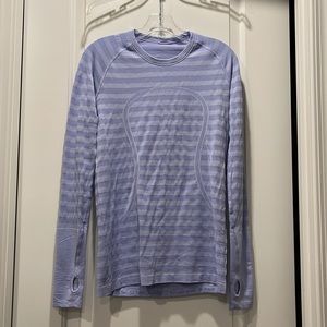 COPY - EUC Lululemon Swifty Tech Purple Stripe Long Sleeved Top